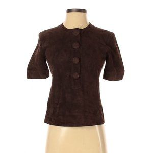 Calvin Klein Collection Brown Lambskin Leather Top